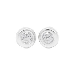 Pendientes Niña Donut Oro Blanco 18K | Pequejoyas