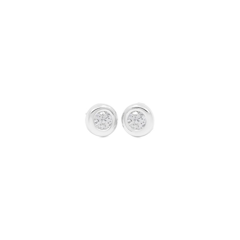 Pendientes Niña Donut Oro Blanco 18K | Pequejoyas