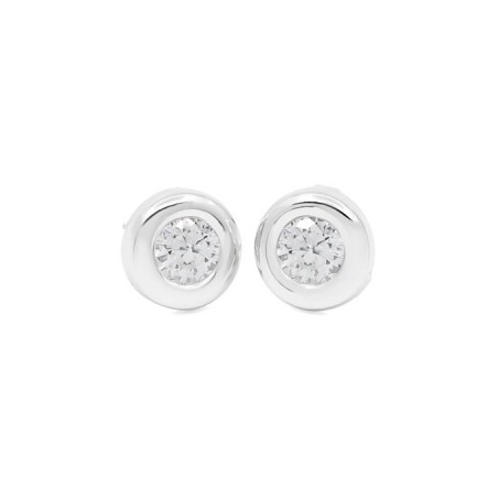 Pendientes Niña Donut Oro Blanco 18K | Pequejoyas