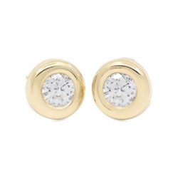 Pendientes Niña Donut 7 mm con Circonita Oro 18K | Pequejoyas