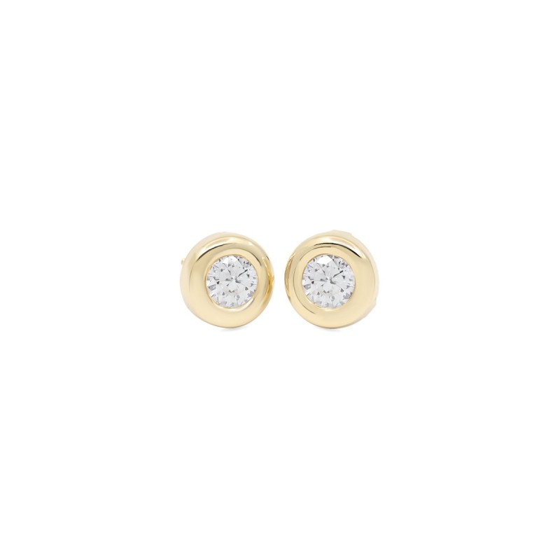 Pendientes Niña Donut 7 mm con Circonita Oro 18K | Pequejoyas