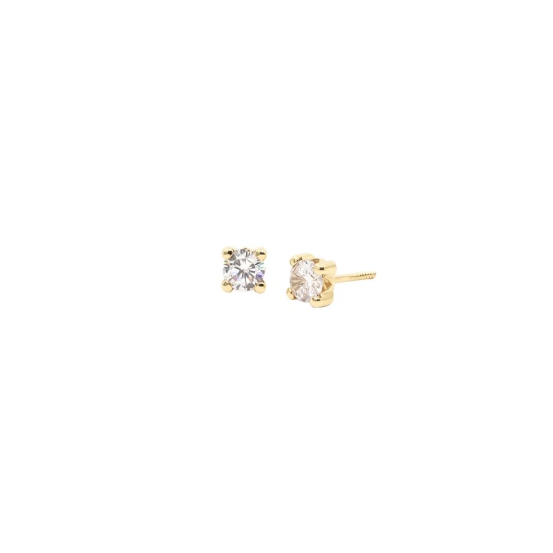 Pendientes Bebé Circonita 4 Garras Oro 18K | Pequejoyas