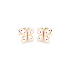 Pendientes bebé mariposas esmalte blanco