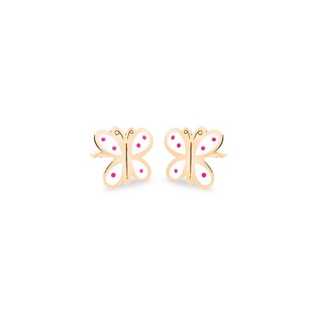 Pendientes bebé mariposas esmalte blanco