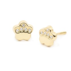Pendientes Bebé Margarita con Circonitas Oro 18K | Pequejoyas