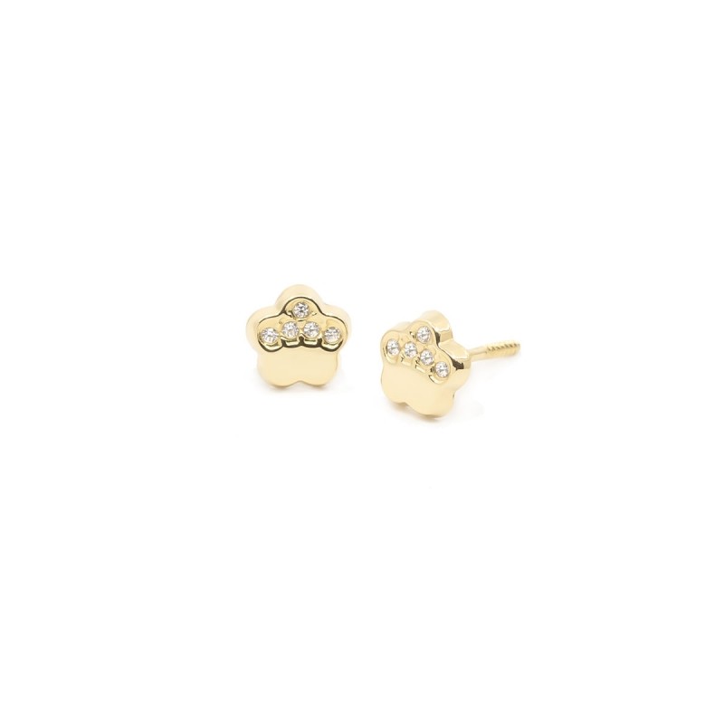 Pendientes Bebé Margarita con Circonitas Oro 18K | Pequejoyas