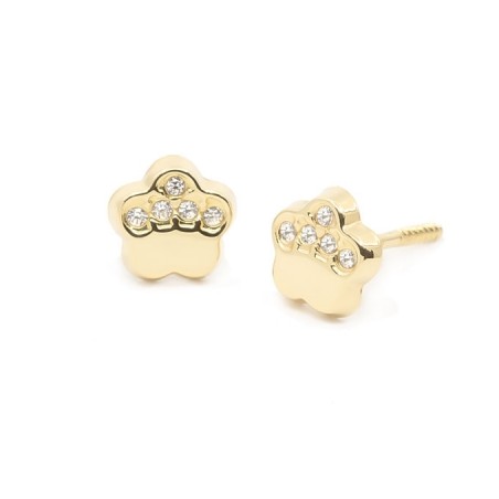 Pendientes Bebé Margarita con Circonitas Oro 18K | Pequejoyas