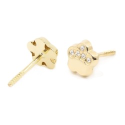 Pendientes Bebé Margarita con Circonitas Oro 18K | Pequejoyas