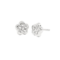 Pendientes Bebé Margarita Oro Blanco 18K | Pequejoyas