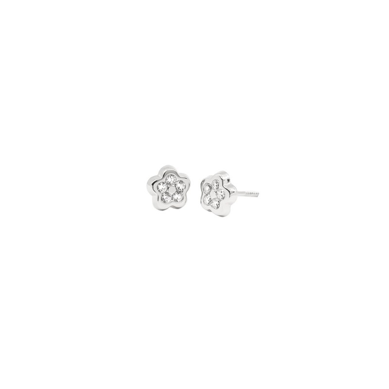 Pendientes Bebé Margarita Oro Blanco 18K | Pequejoyas