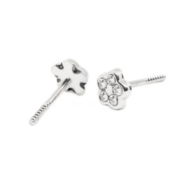Pendientes Bebé Margarita Oro Blanco 18K | Pequejoyas