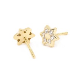 Pendientes Niña Estrella con Circonitas Oro 18K | Pequejoyas