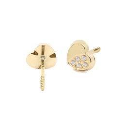 Pendientes Bebé Corazón con Circonitas Oro 18K | Pequejoyas
