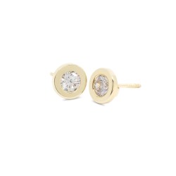 Pendientes Bebé Redondos con Circonita Oro 18K | Pequejoyas