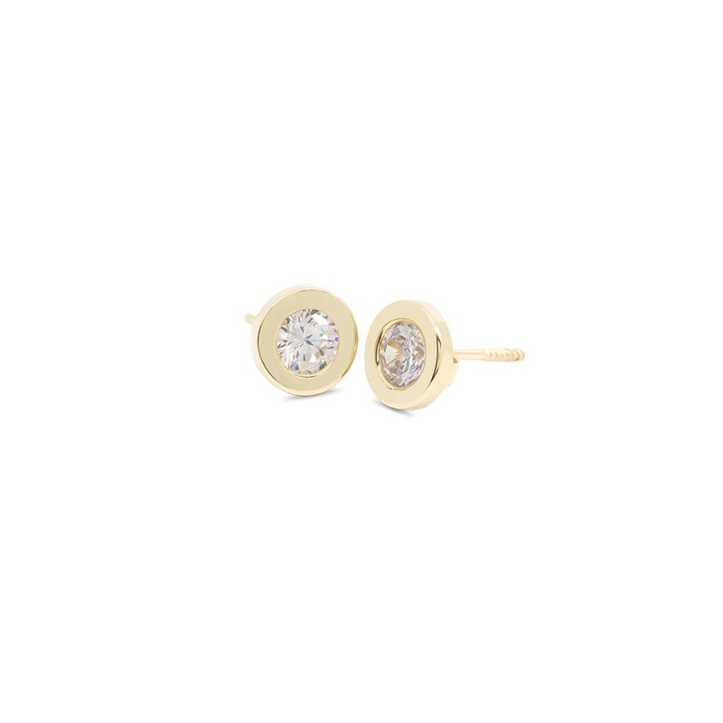 Pendientes Bebé Redondos con Circonita Oro 18K | Pequejoyas