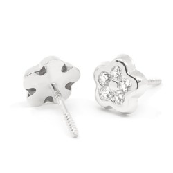 Pendientes Niña Margarita Oro Blanco 18K | Pequejoyas
