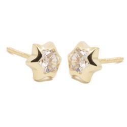 Pendientes Niña Estrella con Circonita Oro 18K | Pequejoyas