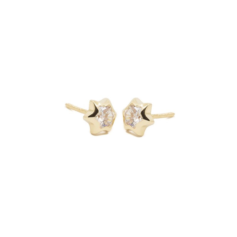 Pendientes Niña Estrella con Circonita Oro 18K | Pequejoyas