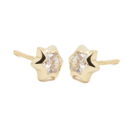 Pendientes Niña Estrella con Circonita Oro 18K | Pequejoyas