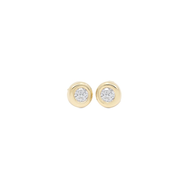 Pendientes Niña Donut con Circonita Oro 18K | Pequejoyas