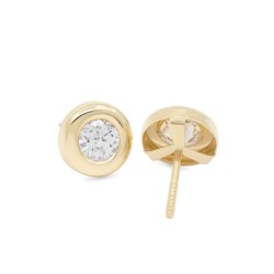 Pendientes Niña Donut con Circonita Oro 18K | Pequejoyas